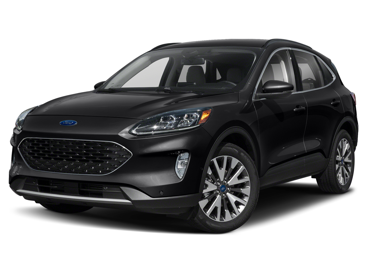 2020 Ford Escape Titanium in Agate Black Metallic — front three-quarter view