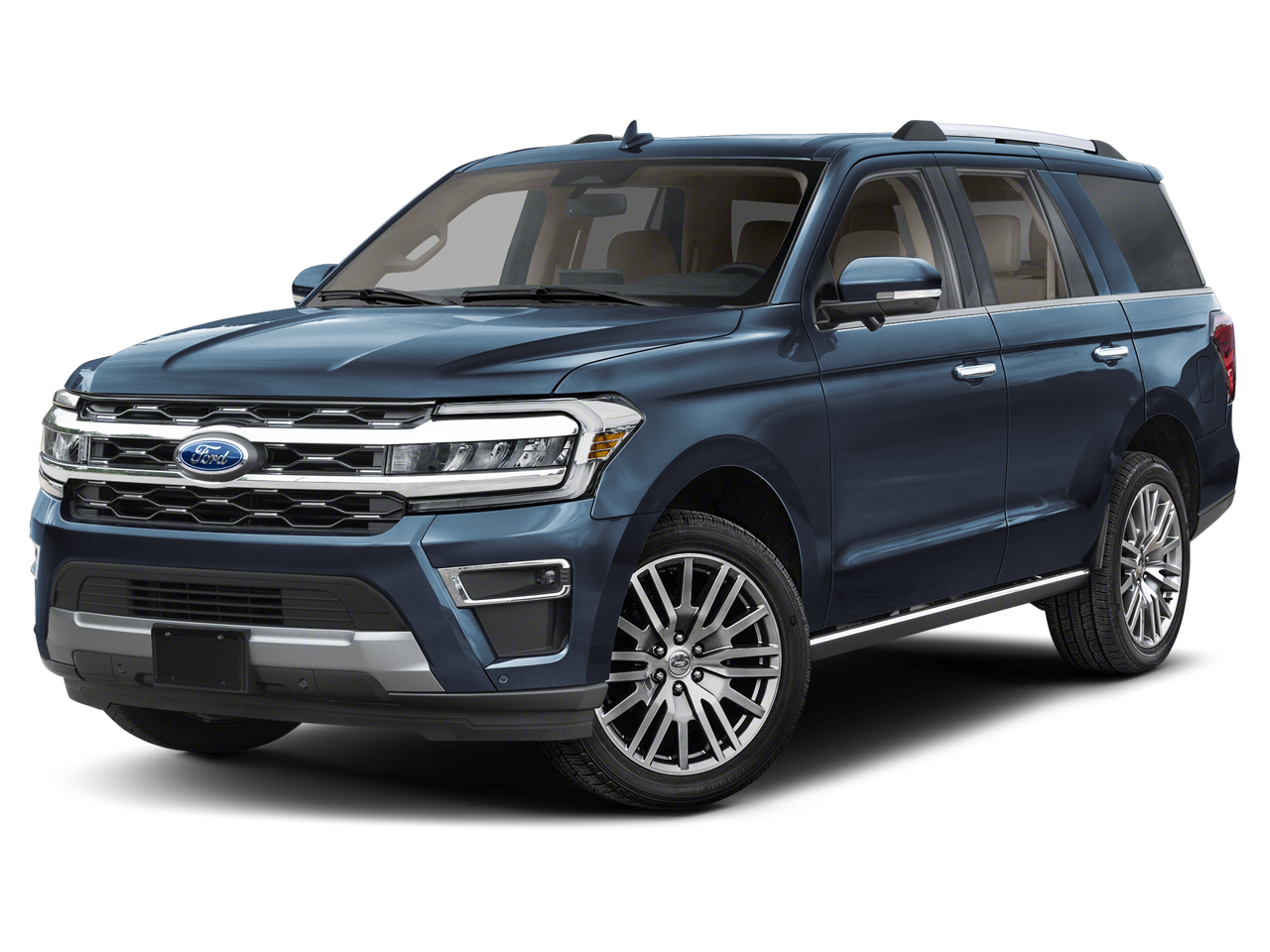 2024 Ford Expedition Limited in Stone Blue Metallic — front three-quarter view