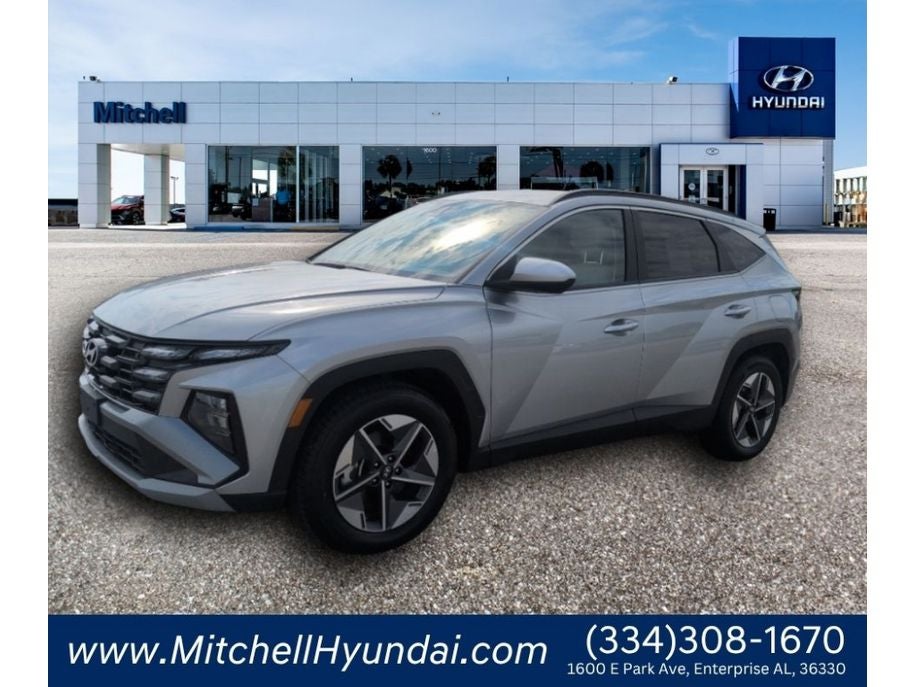 2025 Hyundai TUCSON SEL in Shimmering Silver — front three-quarter view
