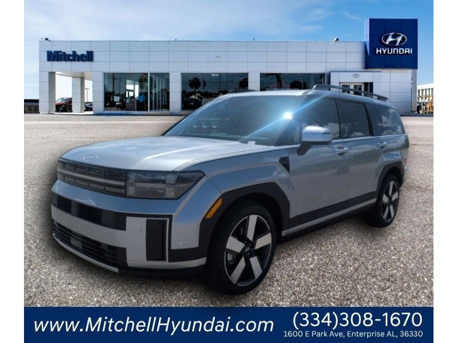 2026 Hyundai SANTA FE Limited 7P in Shimmering Silver — front three-quarter view