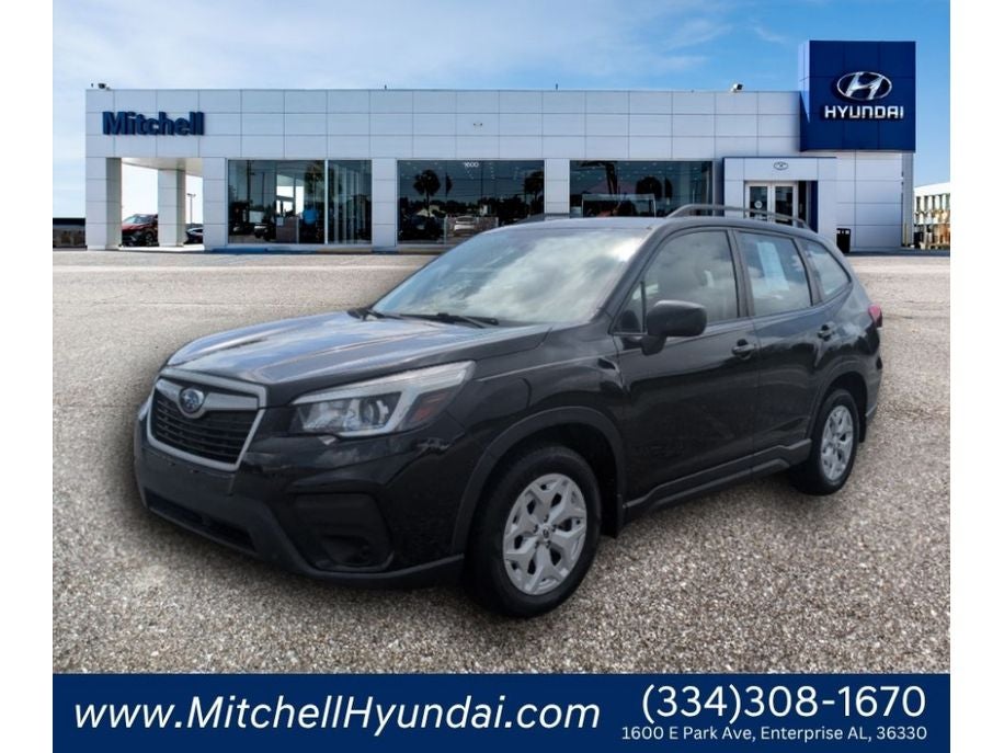 2020 Subaru Forester Base in Crystal Black Silica — front three-quarter view